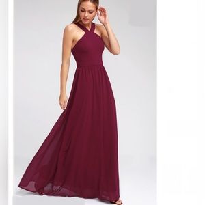 Lulu’s Large ‘Air of Romance’ Burgundy Maxi Formal Dress ~ Bridesmaid Wedding